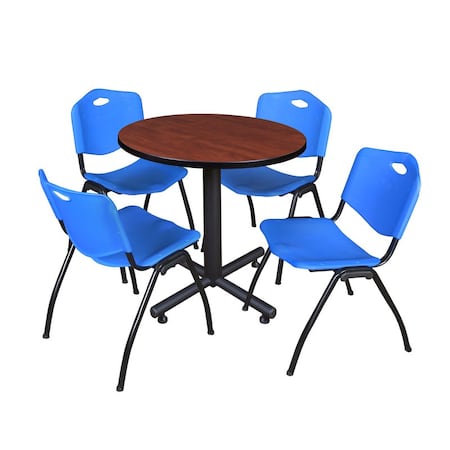 Kobe Kobe Round Table & Chair Set, Wood, Metal, Plastic Top, Cherry TKB30RNDCH47BE